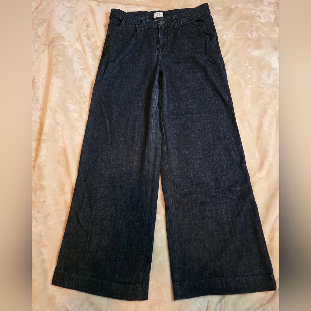 Wide-Leg Dark Blue Jeans